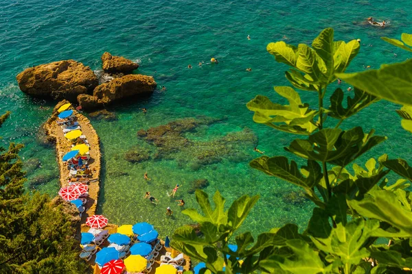 Antalya Türkei Bunte Sonnenschirme Mermerli Strand Zentrum Von Antalya Schöner — Stockfoto