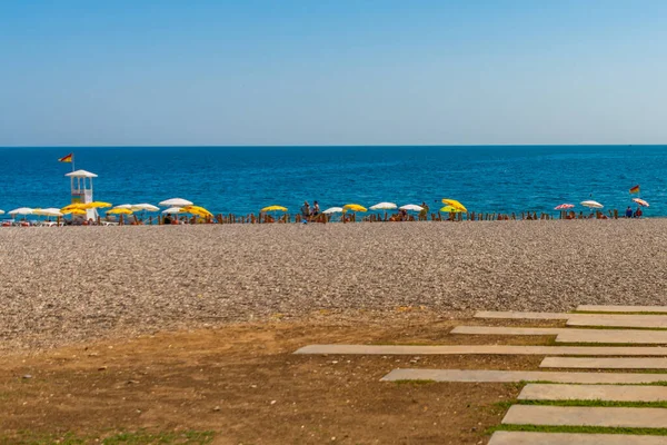 Antalya Türkei Schöner Strand Von Konyaalti Und Das Mittelmeer Sonnigen — Stockfoto