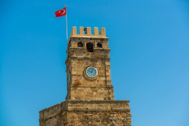 ANTALYA, TURKEY: Antalya Türkiye kalesinden saat kulesi.