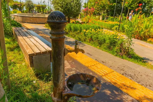 Antalya Turkey Water Tap Park Beautiful Sunny Public City Karaalioglu — Stock Photo, Image