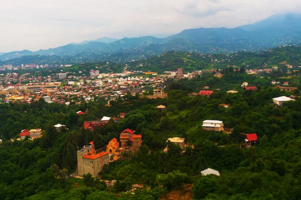 Batumi Georgia Widok Miasto Kolejki Linowej Panorama Budynków Miejskich Gór — Zdjęcie stockowe