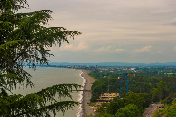 Kobuleti Georgia Prachtig Uitzicht Kust Het Strand Kobuleti Een Bewolkte — Stockfoto