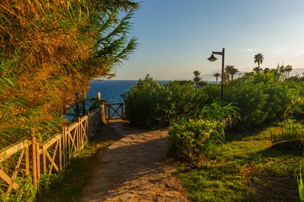 Antalya Bir Yaz Akşamı Şelale Duden Yakınlarında Güzel Bir Park — Stok fotoğraf