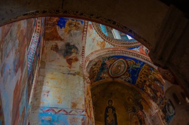 KUTAISI, GEORGIA, IMERETI: Gelati Manastırı 'ndaki İsa' nın Doğuşu Kilisesi 'nde fresklerle birlikte. UNESCO Dünya Mirası Alanı.