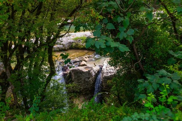 Martvili Canyon Georgia Landschaft Mit Blick Auf Einen Wunderschönen Wasserfall — Stockfoto