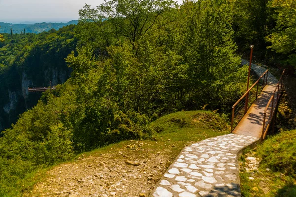 Okatse Canyon Imereti Georgia Uma Bela Estrada Panorâmica Que Leva — Fotografia de Stock