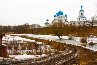 Parlak mavi kubbeler ile Rusya, Winter.Beautiful Ortodoks kiliseleri.