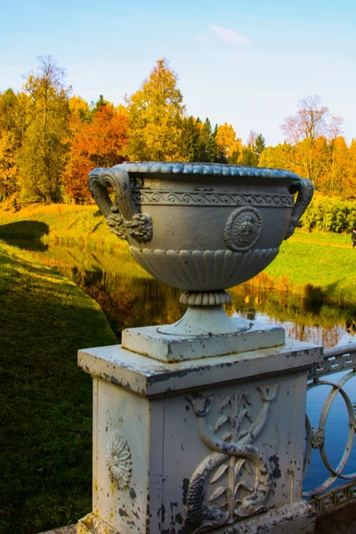 Herbstlandschaft. weiße Vase. — Stockfoto
