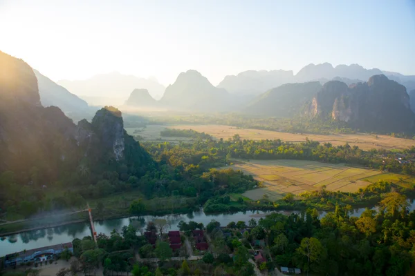 Colorful  hot air balloon in the sky.Laos. — Stock Photo, Image