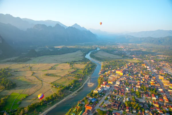 Colorful  hot air balloon in the sky.Laos. — Stock Photo, Image