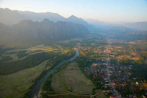 Colorful  hot air balloon in the sky.Laos. — Stock Photo, Image