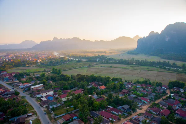 Colorful  hot air balloon in the sky.Laos. — Stock Photo, Image