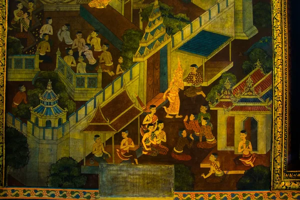Wat pho oder wat phra chetuphon, der Tempel des liegenden Buddha in Bangkok von thailand.ornament, Textur, Fresko — Stockfoto