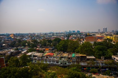 Yukarıdan, evler ve tapınaklar kenti. Kuş Uçuş görüntüleyin. Bangkok.Thailand