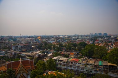 Yukarıdan, evler ve tapınaklar kenti. Kuş Uçuş görüntüleyin. Bangkok.Thailand