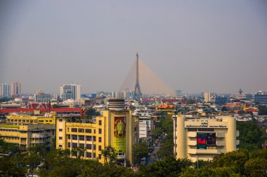 Yukarıdan, evler ve tapınaklar kenti. Kuş Uçuş görüntüleyin. Bangkok.Thailand