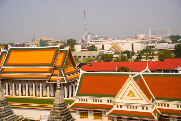 View of the city from above.River, houses and temples.View from the bird's flight.Bangkok.Thailand — Stock Photo, Image