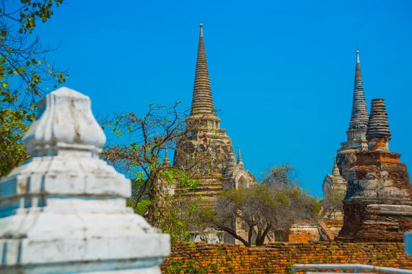 Antike Paläste vor blauem Himmel. Ayutthaya thailand. — Stockfoto