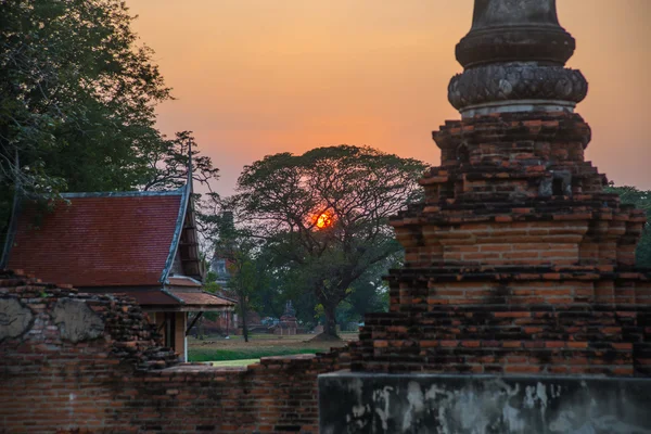 Palácios antigos contra o céu da noite. Ayutthaya Tailândia . — Fotografia de Stock