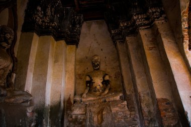Watyaichaimongkol Ayutthaya Eyaleti, Tayland, Thailand, Buda heykelinin büyük yüz