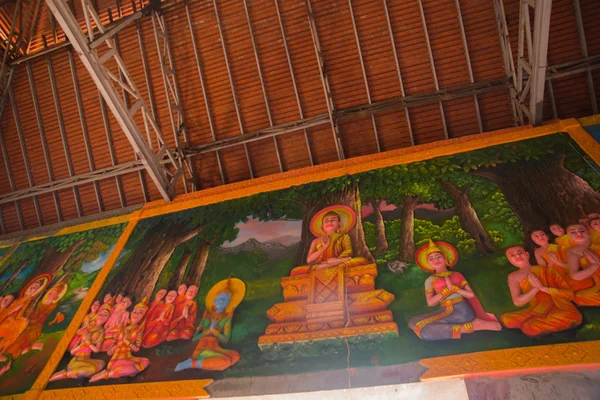 La vieille ville d'Udong. Peindre les murs à l'intérieur du temple. Cambodge . — Photo