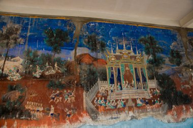 Phnom Penh, Cambodia.Fresco parçası olarak Kraliyet Sarayı
