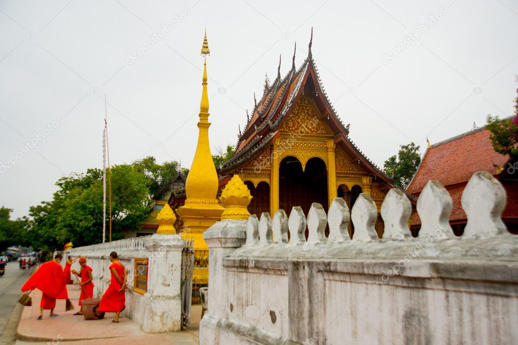 Buddhist temple with gold.Luang Prabang.Laos.