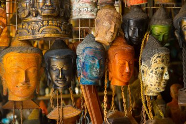 Maske Buda, Pazar sokak. Kamboçya, Phnom Penh