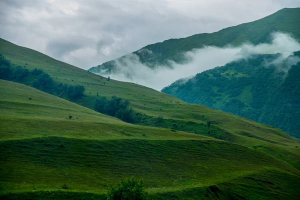 Βουνά στα σύννεφα με απόλυτη συννεφιά. Ο Καύκασος. . Ρωσία. — Φωτογραφία Αρχείου