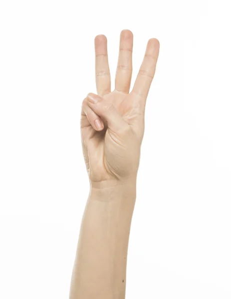 Female finger counting gesture — Stock Photo, Image