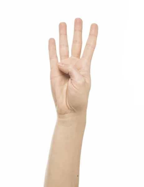 Female finger counting gesture — Stock Photo, Image