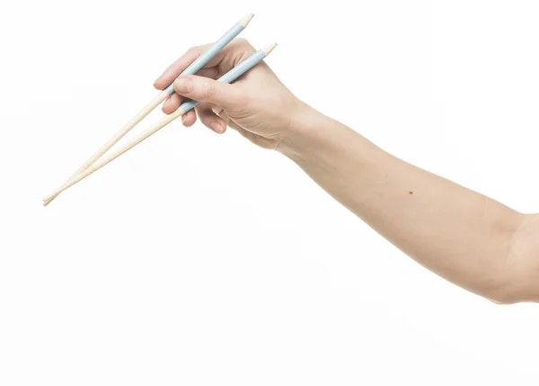 El tutma chopsticks — Stok fotoğraf