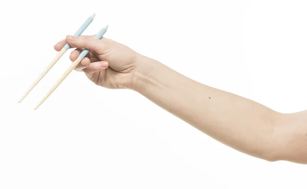 El tutma chopsticks — Stok fotoğraf