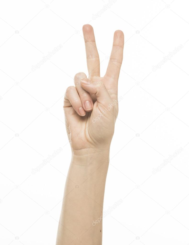 Female finger counting gesture