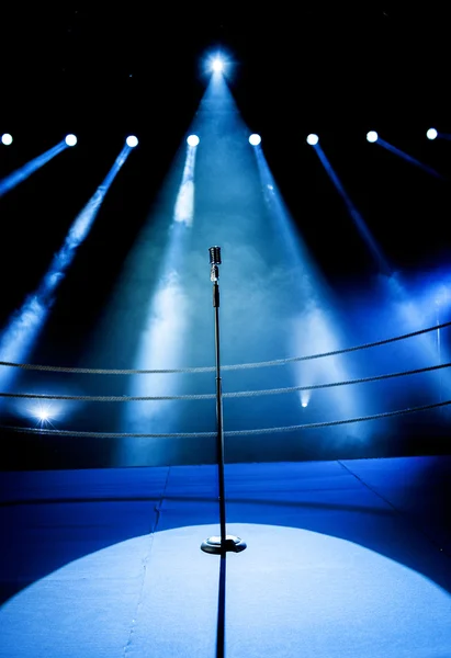 Retro microphone on empty stage — Stock Photo, Image