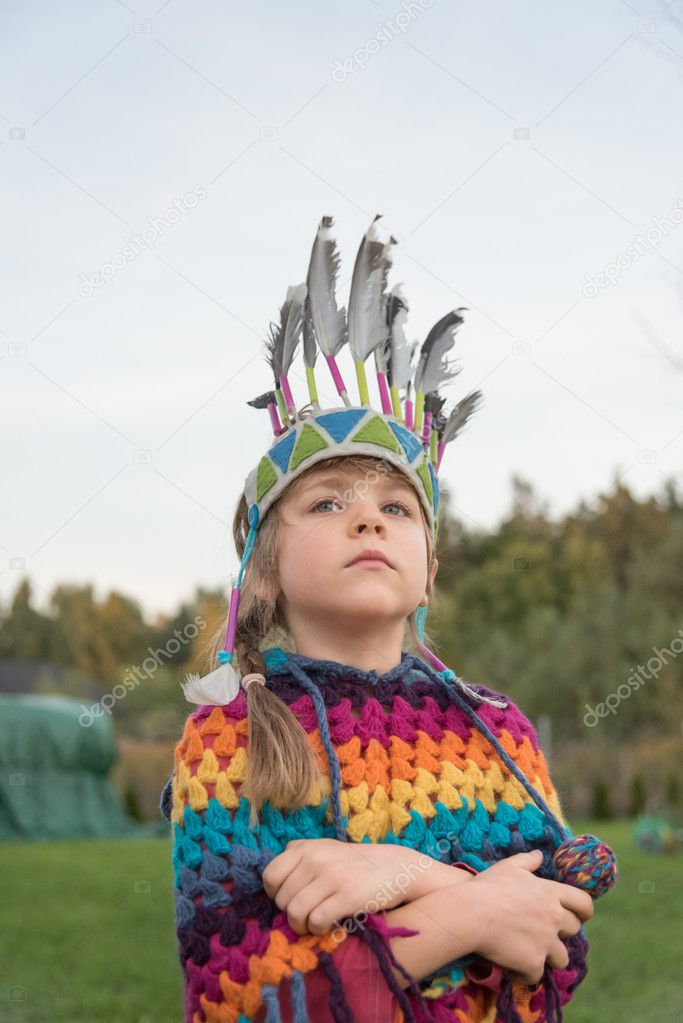 Little girl as Amercian Indian