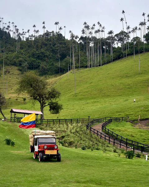 콜롬비아 2020 코롤라 계곡은 콜롬비아의 커피축에 명소이며 지역의 자동차 상징과 — 스톡 사진