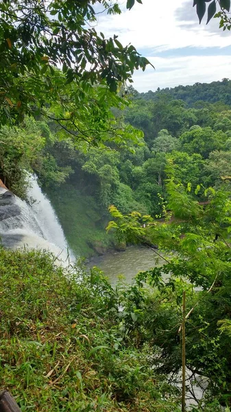 Cascades Iguazu Argentine Une Cascade Simple Entourée Par Nature Verte — Photo