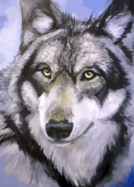 Pintura al óleo lobo — Archivo Imágenes Vectoriales