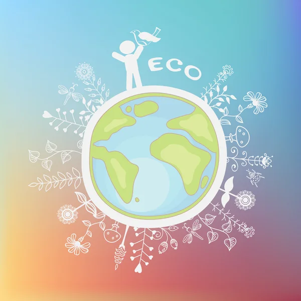 Ecología Planeta — Vector de stock