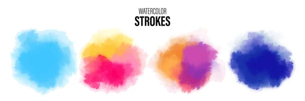 Állítsa Reális Texturált Többszínű Gradiens Akvarell Stroke Festék Foltok Elszigetelt — Stock Fotó