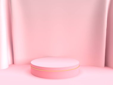 Pembe renkli arka plan, podyumlu duvar kağıdı, sahne. Ürün reklamı. 