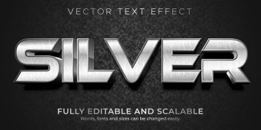 Gümüş metalik metin efekti, düzenlenebilir parlak ve zarif metin biçimi