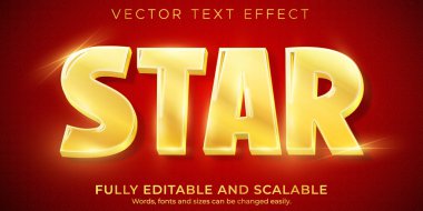 Yıldız altın metin efekti, düzenlenebilir parlak ve zarif metin biçimi