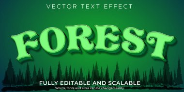 Orman yeşili metin efekti, düzenlenebilir ağaç ve doğa metin biçimi