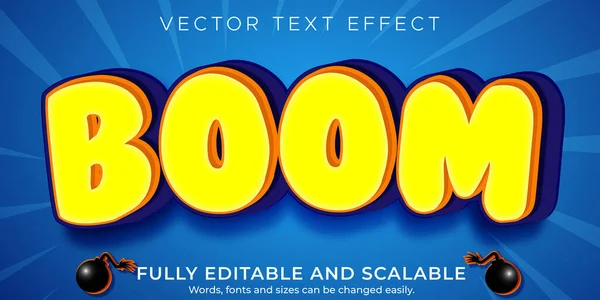 Boom Efeito Texto Cartoon Quadrinhos Editáveis Estilo Texto Engraçado — Vetor de Stock