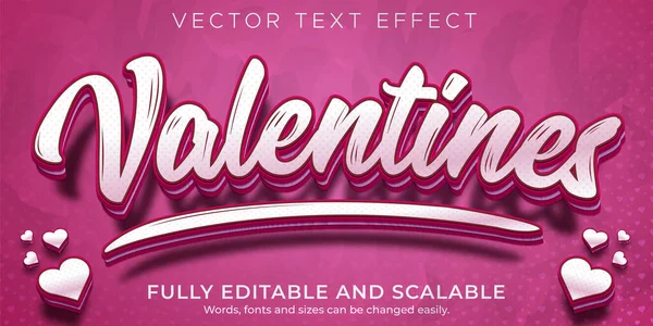 Valentines Love Text Effect Editable Heart Text Style — Stock Vector