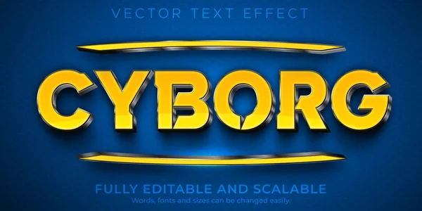 Cyborg Efeito Texto Editável Amarelo Metálico Estilo Texto — Vetor de Stock