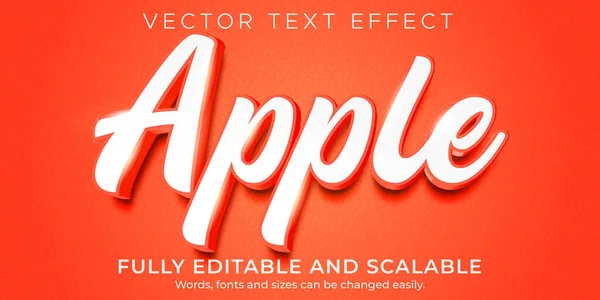 Natural Apple Text Effect Editable Fresh Food Text Style — Stock Vector