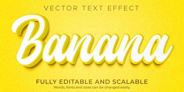 Natural Banana Text Effect Editable Fresh Food Text Style — Stockový vektor